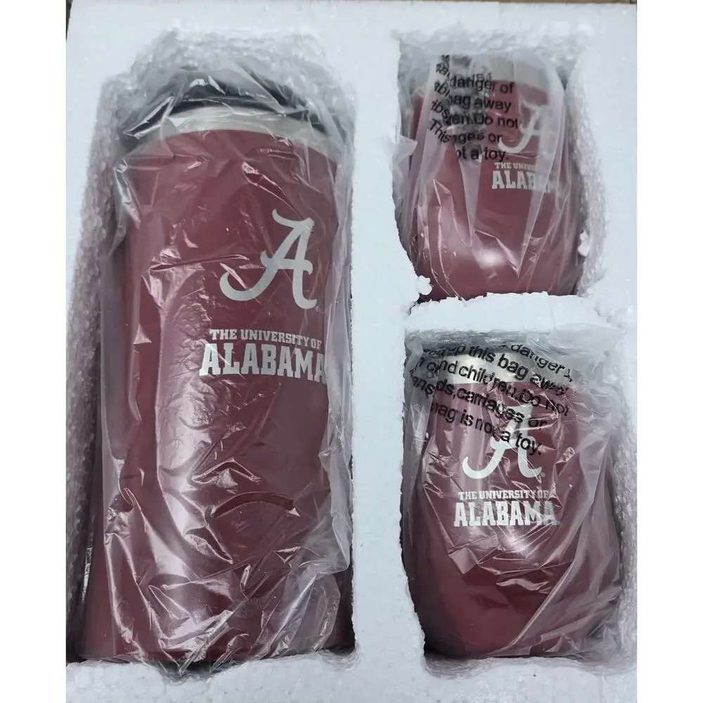 Alabama Crimson Tide NCAA Wine Bottle Chiller Set w 2 Ceramic Lined Tumblers